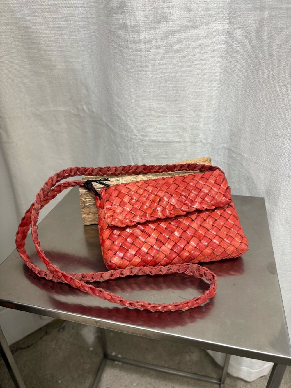 Veev Woven Leather Crossbody Bag in Terracotta